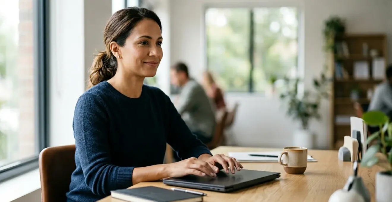 Focused accounting professional working efficiently during tax season with automated systems