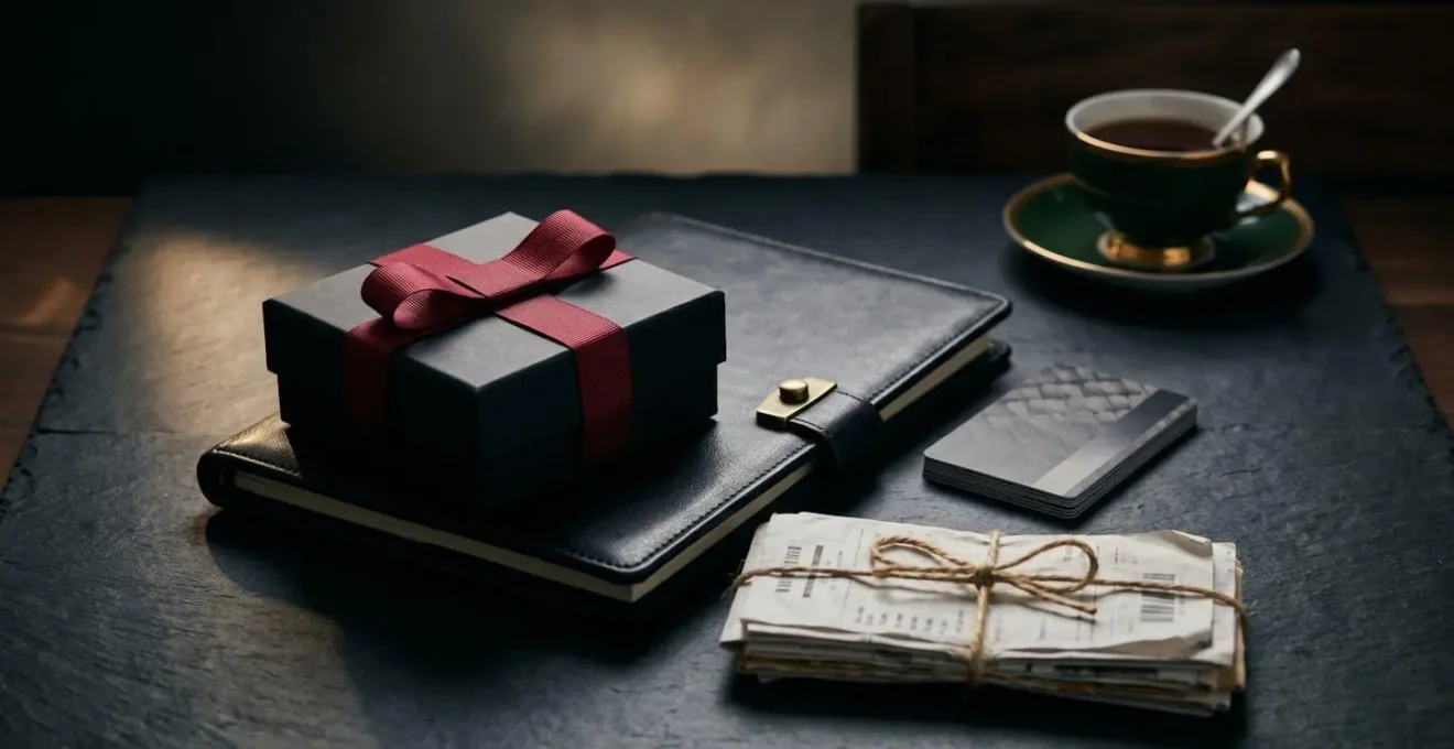 Symbolic arrangement of business items representing missed deductions with dramatic lighting