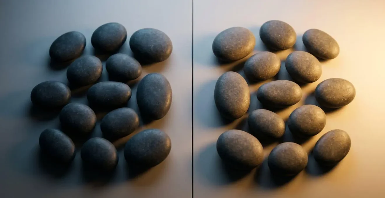 Abstract visualization of financial data segregation showing contrasting profit and loss patterns through separated cost analysis