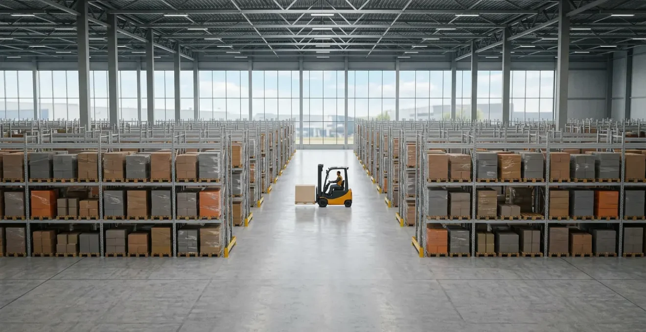 Enterprise warehouse operations connected to financial systems through digital integration