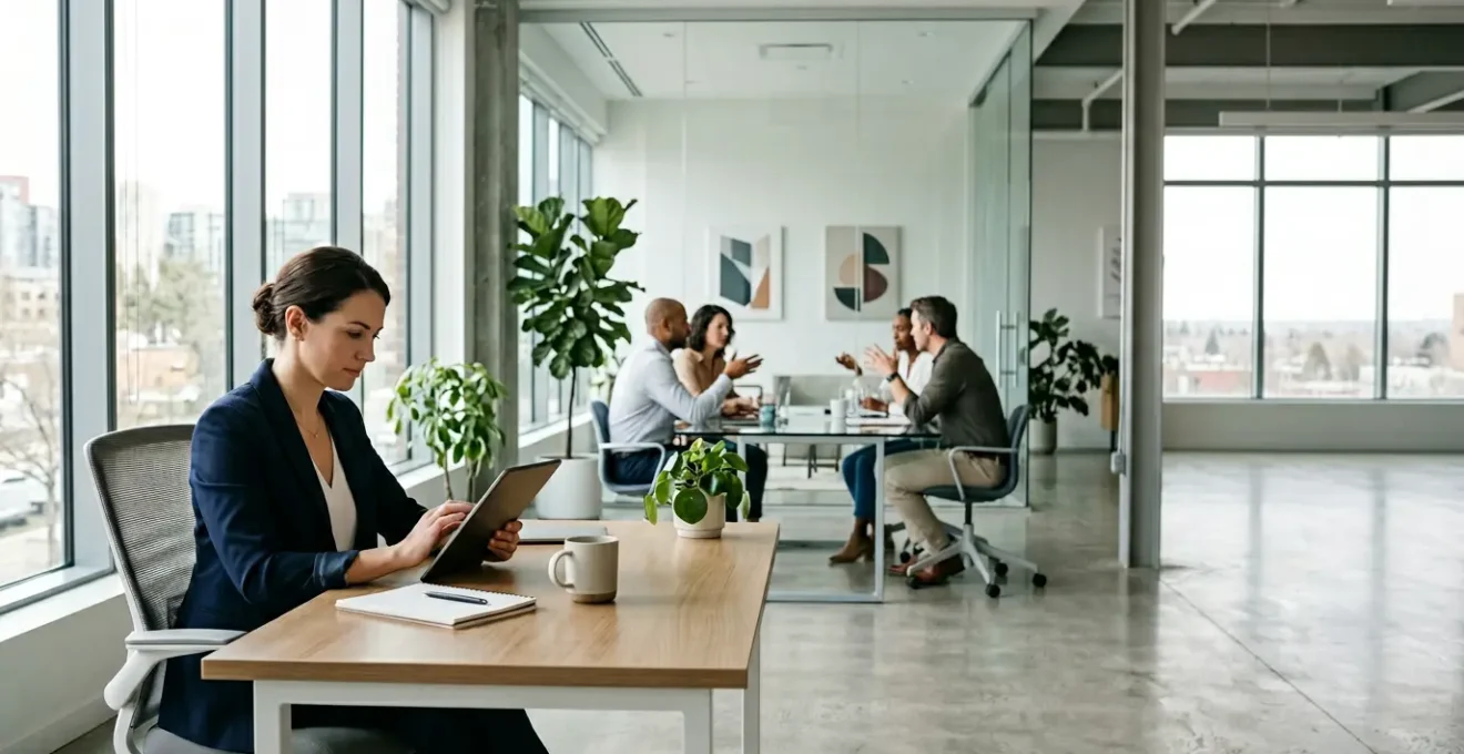 Professional office environment showing automated payroll tax management system in action