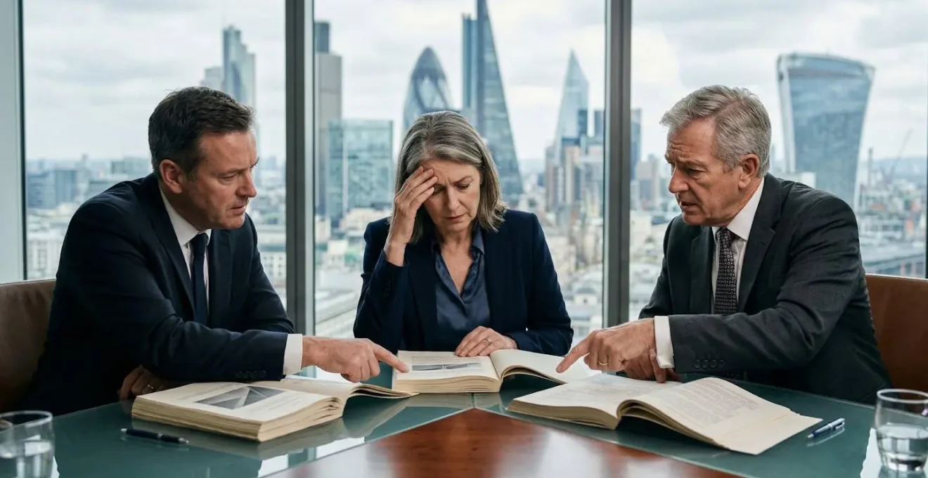 UK company directors in modern boardroom facing regulatory compliance challenges
