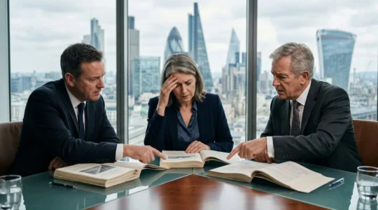 UK company directors in modern boardroom facing regulatory compliance challenges